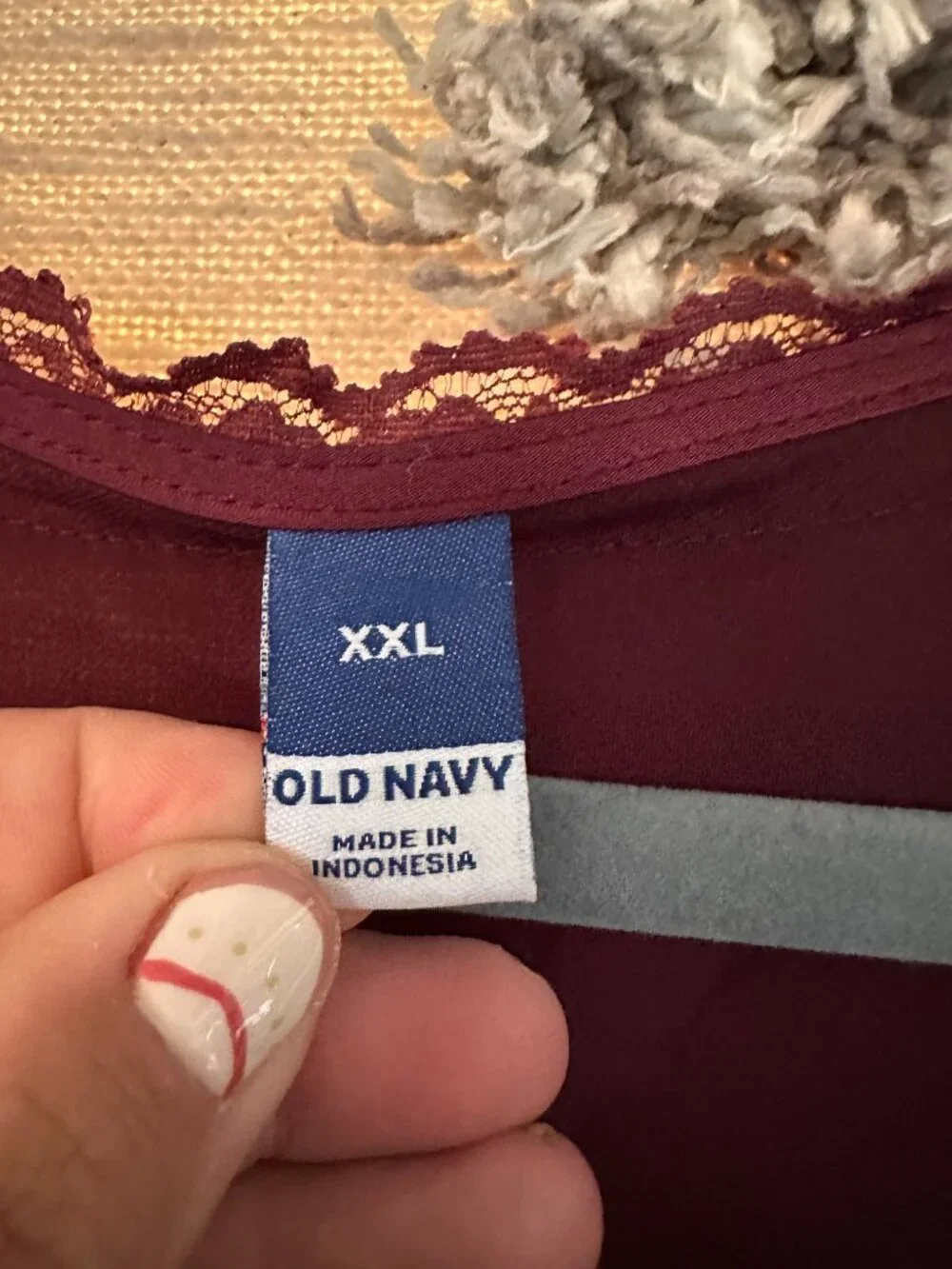 Old Navy Maroon Lace Trim V-Neck Slip Midi Dress Burgundy - Size XXL
